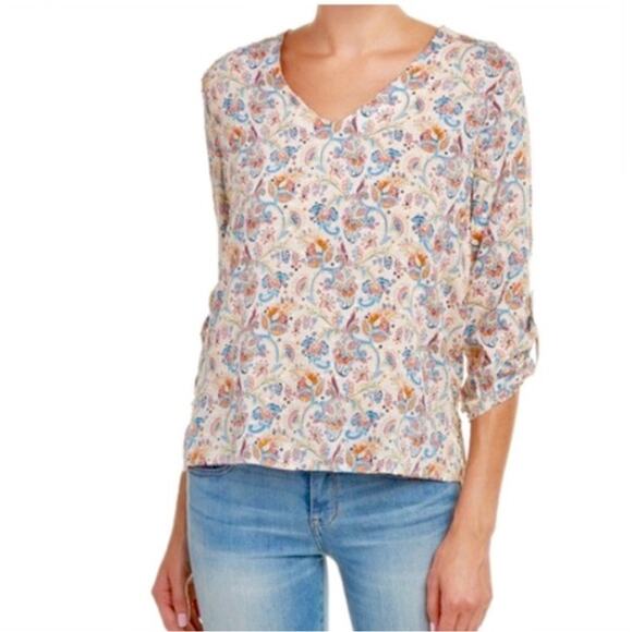 Alice Blue Stitch Fix Womens Sweet Rain Top Small Swiss Dot Peasant Colorful - Picture 1 of 7